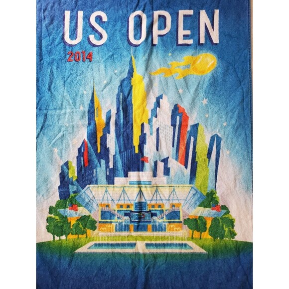 RARE US OPEN 2014 Tennis Player Towel  Arthur Ashe Stadium 54"x26" - Picture 2 of 3